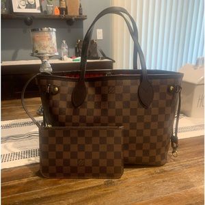 Louis Vuitton Neverfull PM. Damier Ebene. Comes with pouchette .